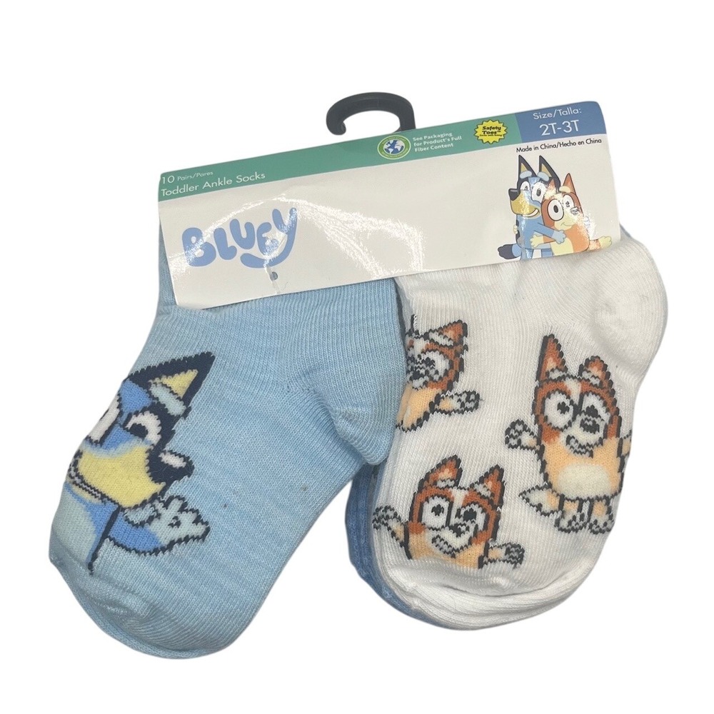 Bluey Cartoon 10PK Toddler Ankle Socks 2T-3T- 914